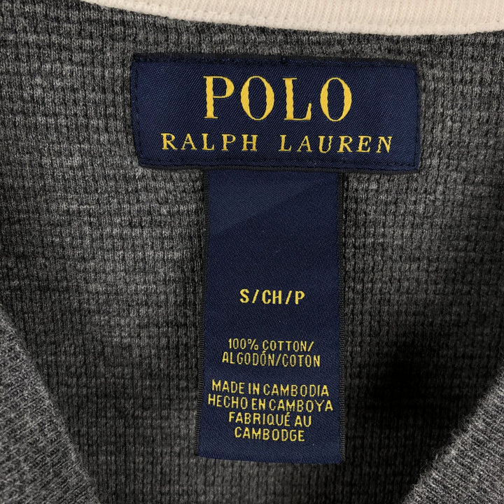 Ralph Lauren POLO RALPH LAUREN Thermal T-Shirt, Waffle, Men's Size Small cotton Charcoal Vintage Second Hand