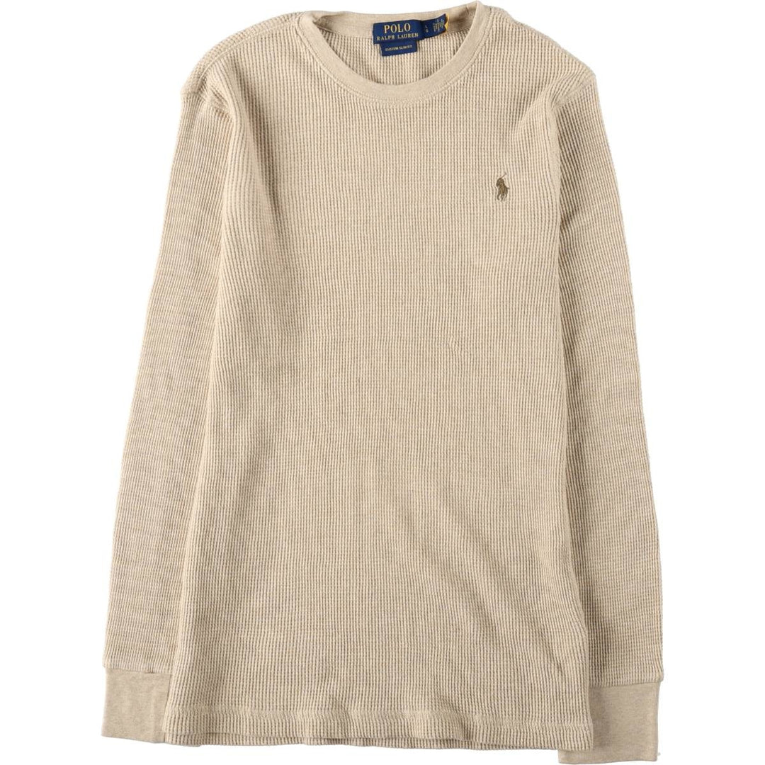 Ralph Lauren POLO RALPH LAUREN CUSTOM SLIM FIT Thermal Long-Sleeve T-Shirt, Men's Size L (approx.) cotton Beige type Vintage Second Hand