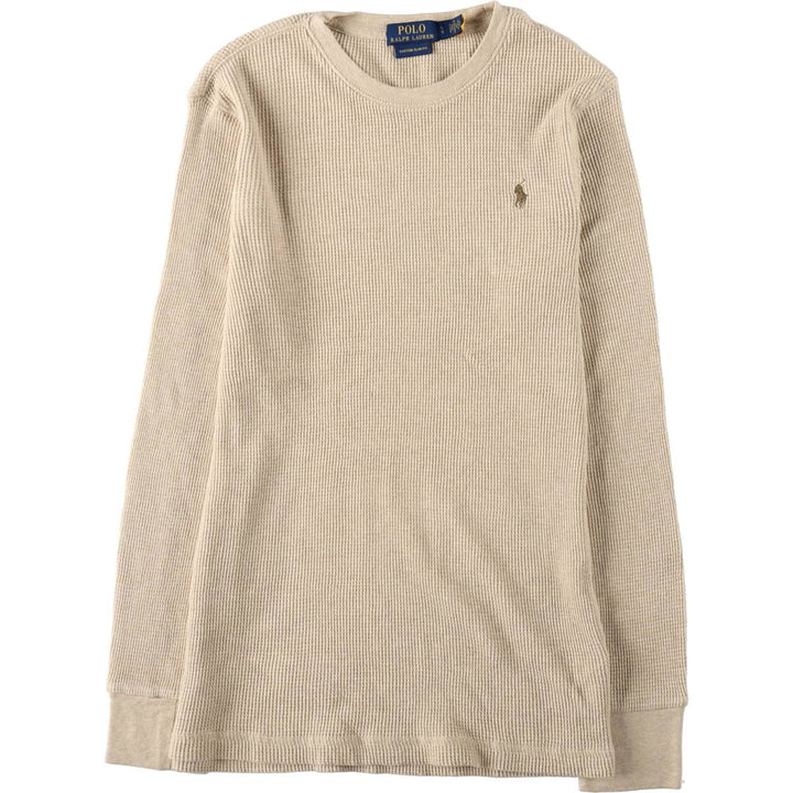 Ralph Lauren POLO RALPH LAUREN CUSTOM SLIM FIT Thermal Long-Sleeve T-Shirt, Men's Size L (approx.) cotton Beige type Vintage Second Hand