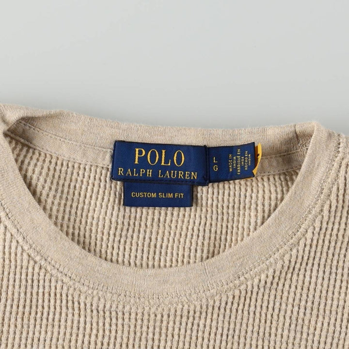 Ralph Lauren POLO RALPH LAUREN CUSTOM SLIM FIT Thermal Long-Sleeve T-Shirt, Men's Size L (approx.) cotton Beige type Vintage Second Hand