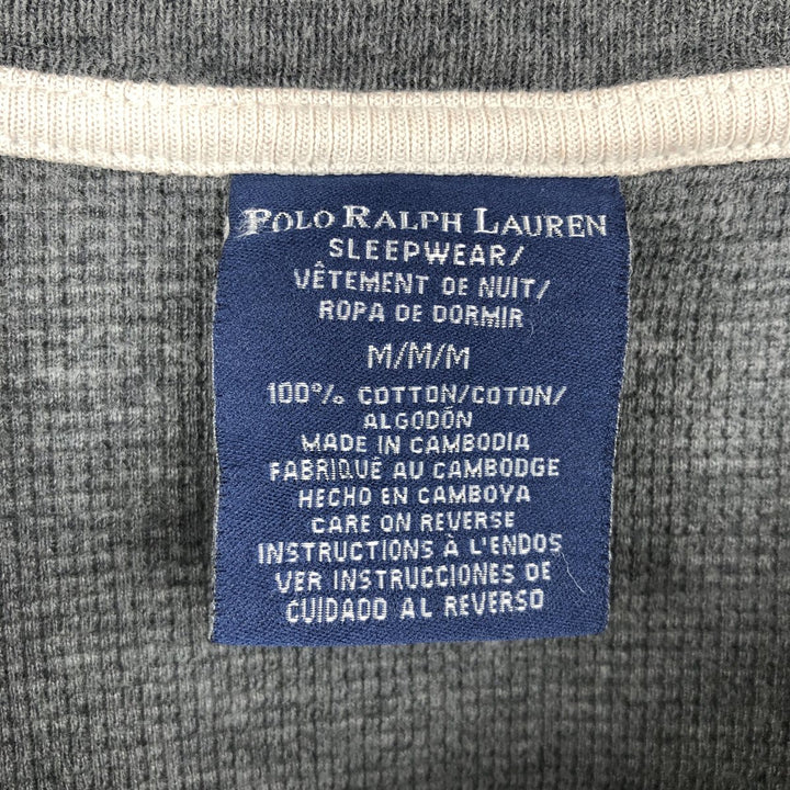 Ralph Lauren POLO RALPH LAUREN SLEEPWEAR Thermal Long T-shirt Waffle Men's M size cotton Charcoal Vintage Second Hand