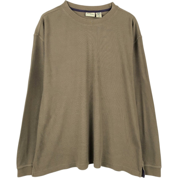90'S LLBean Thermal Long-Sleeve T-Shirt, Men's Size XL (Equivalent), Vintage cotton Khaki type Vintage Second Hand