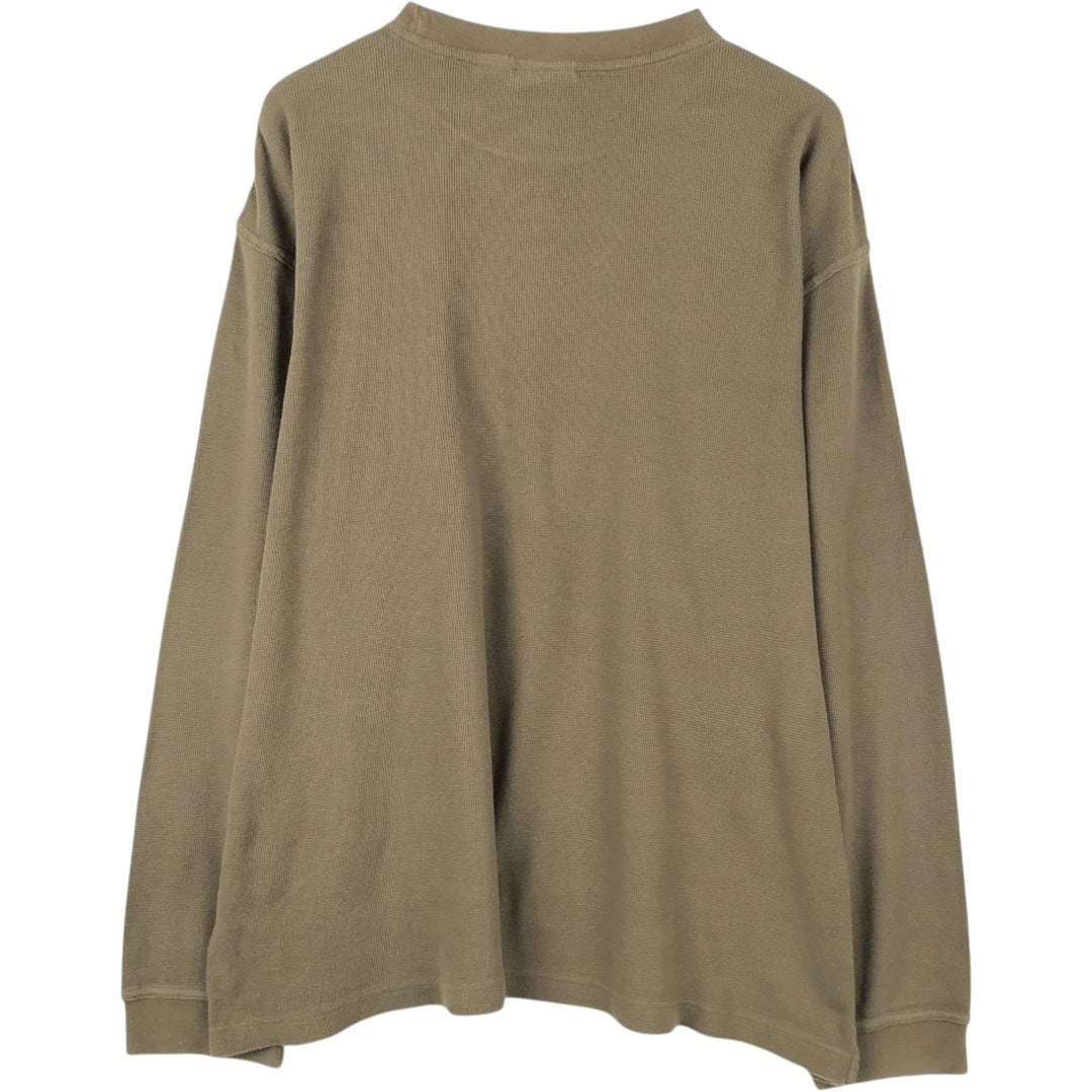 90'S LLBean Thermal Long-Sleeve T-Shirt, Men's Size XL (Equivalent), Vintage cotton Khaki type Vintage Second Hand