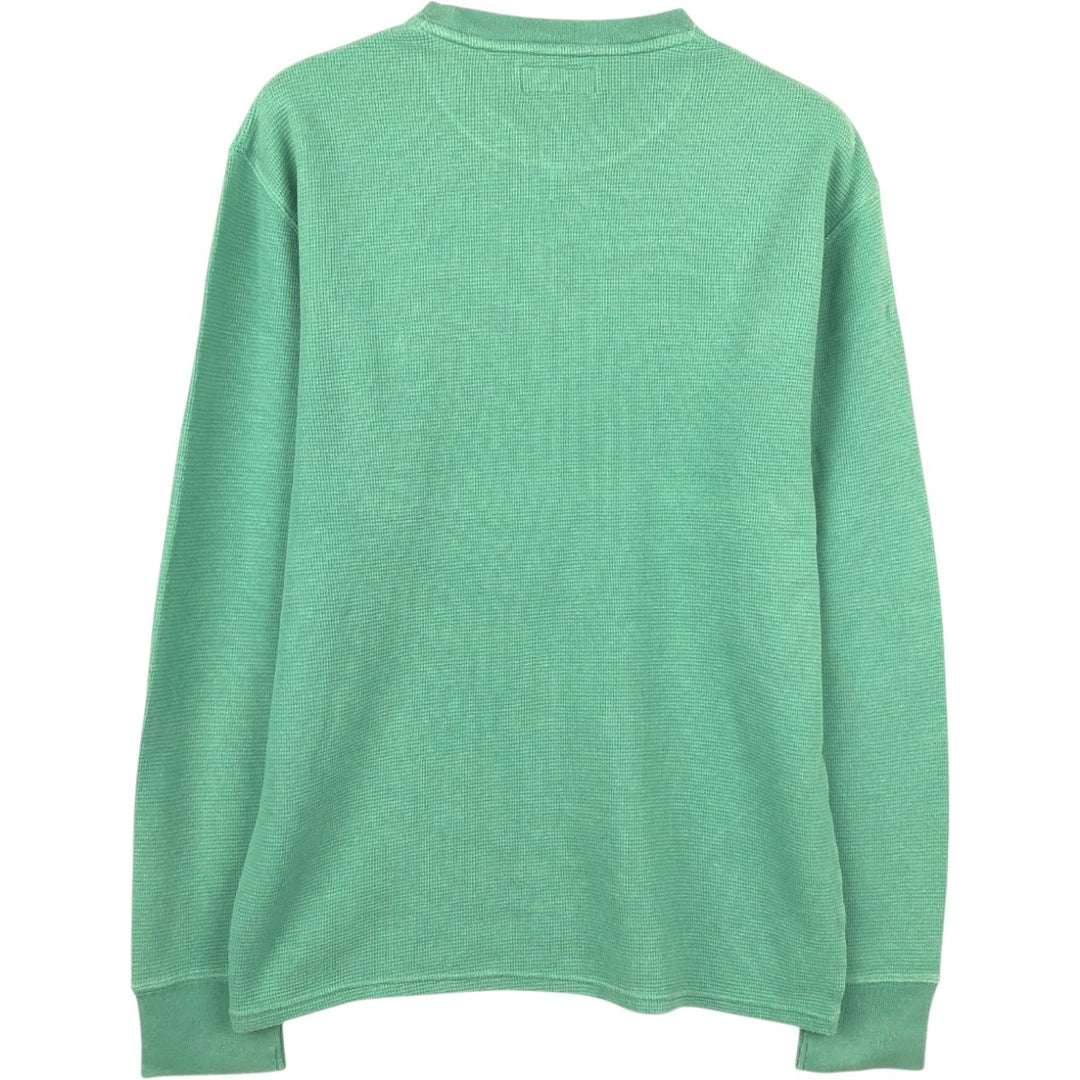Ralph Lauren POLO RALPH LAUREN Thermal Long T-shirt Waffle Men's M size cotton green type yellow green Vintage Second Hand