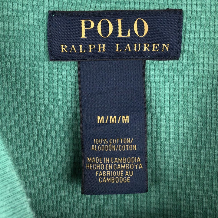 Ralph Lauren POLO RALPH LAUREN Thermal Long T-shirt Waffle Men's M size cotton green type yellow green Vintage Second Hand
