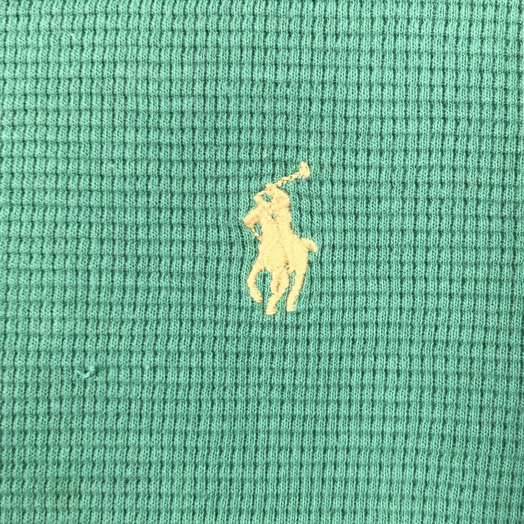 Ralph Lauren POLO RALPH LAUREN Thermal Long T-shirt Waffle Men's M size cotton green type yellow green Vintage Second Hand