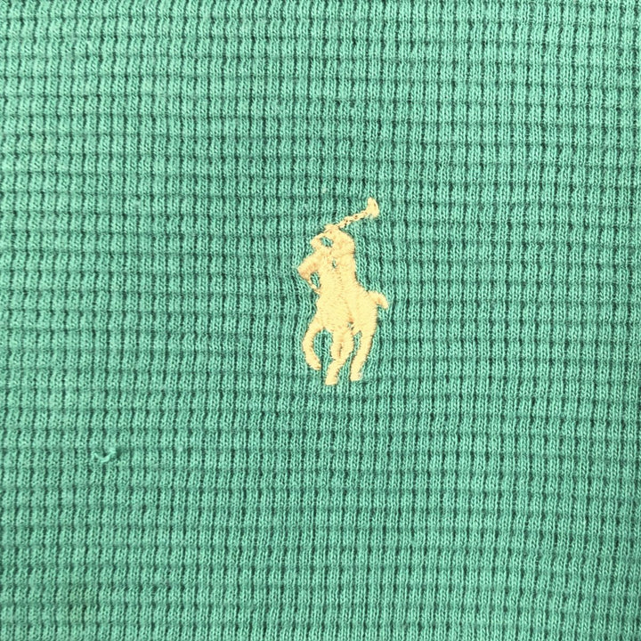 Ralph Lauren POLO RALPH LAUREN Thermal Long T-shirt Waffle Men's M size cotton green type yellow green Vintage Second Hand