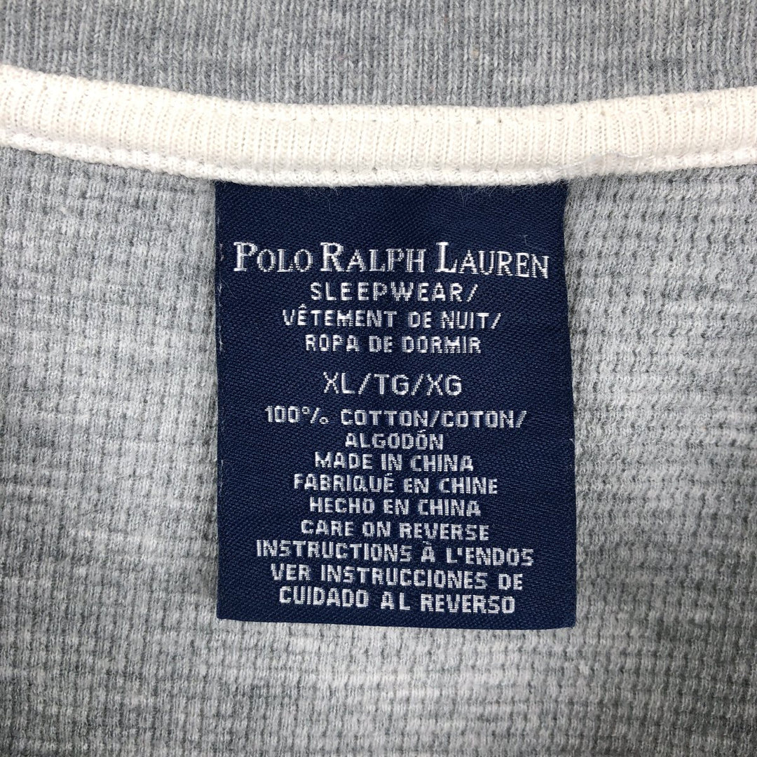 Ralph Lauren POLO RALPH LAUREN SLEEPWEAR Thermal Long T-shirt Waffle Men's XL cotton gray type Vintage Second Hand