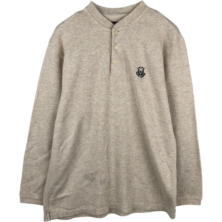 Ralph Lauren CHAPS Henley Neck Long-Sleeve T-Shirt (Men's Size L) cotton ivory Vintage Second Hand