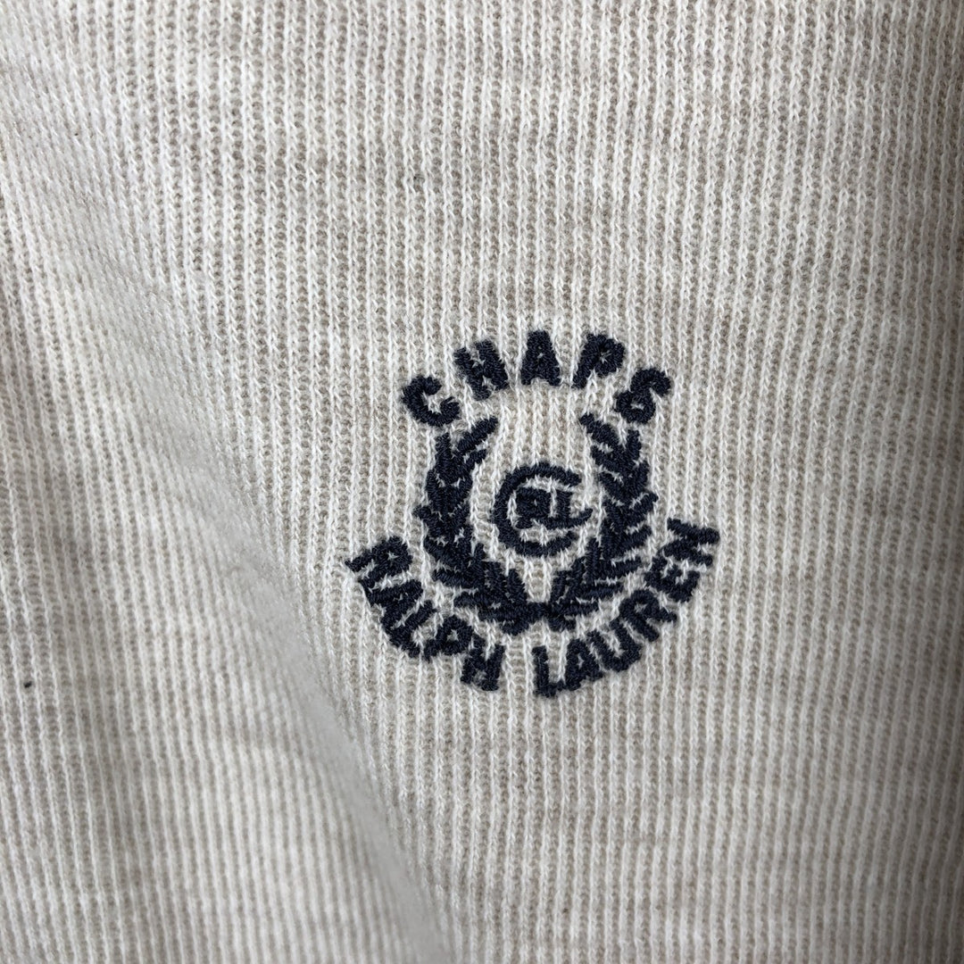 Ralph Lauren CHAPS Henley Neck Long-Sleeve T-Shirt (Men's Size L) cotton ivory Vintage Second Hand