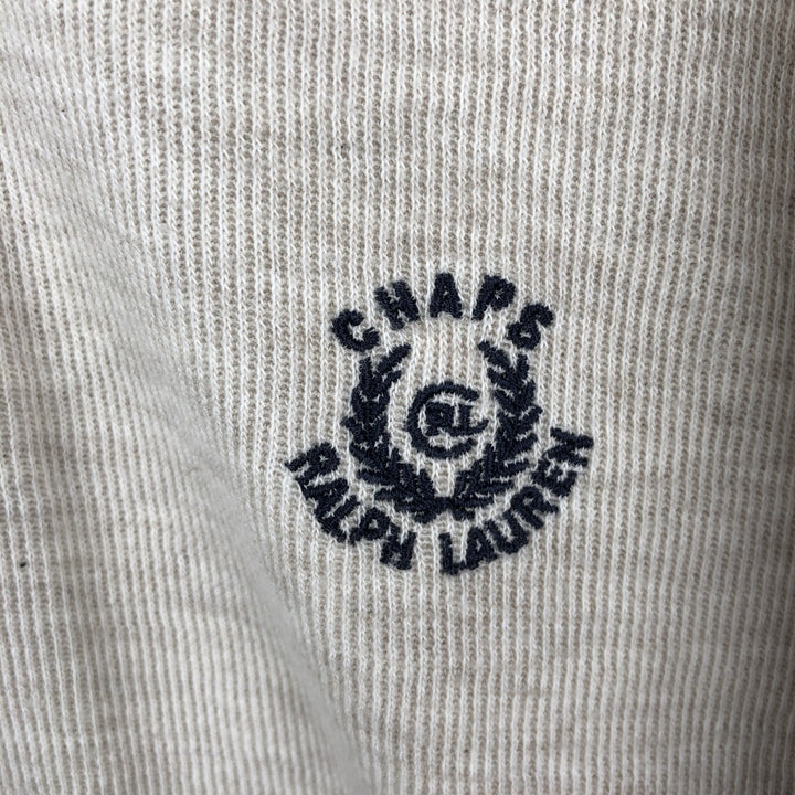 Ralph Lauren CHAPS Henley Neck Long-Sleeve T-Shirt (Men's Size L) cotton ivory Vintage Second Hand
