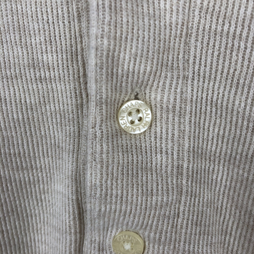Ralph Lauren CHAPS Henley Neck Long-Sleeve T-Shirt (Men's Size L) cotton ivory Vintage Second Hand