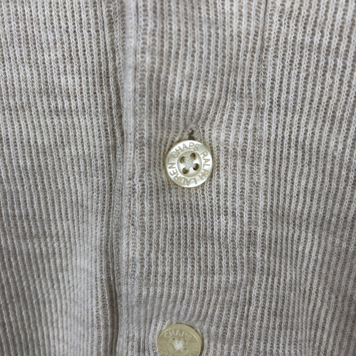 Ralph Lauren CHAPS Henley Neck Long-Sleeve T-Shirt (Men's Size L) cotton ivory Vintage Second Hand
