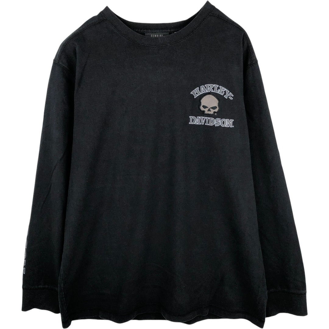 Harley-Davidson Skull Pattern Long T-shirt, Men's XL size unclear black type Vintage Second Hand