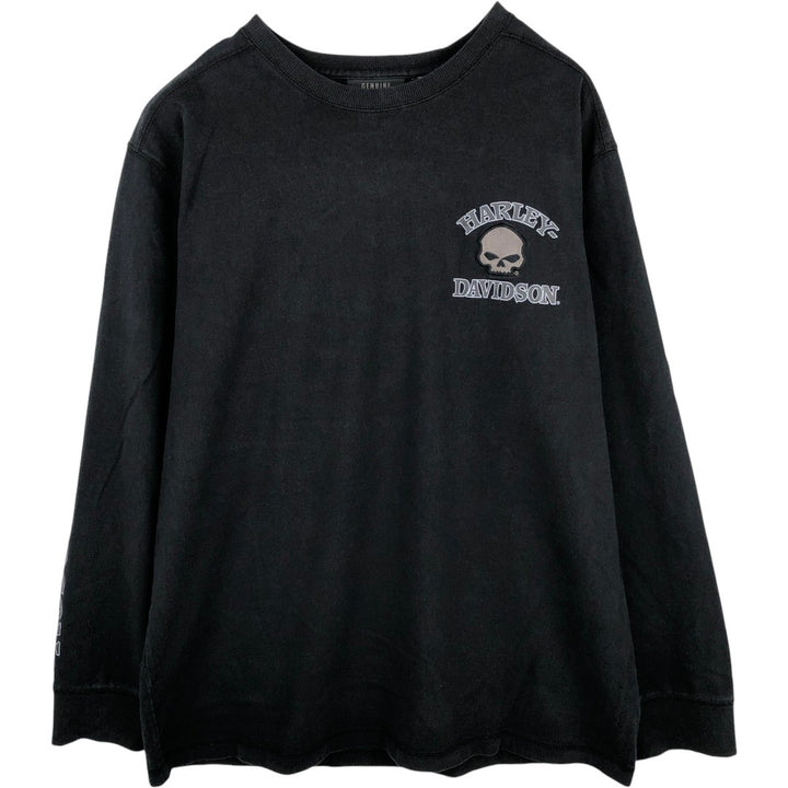 Harley-Davidson Skull Pattern Long T-shirt, Men's XL size unclear black type Vintage Second Hand