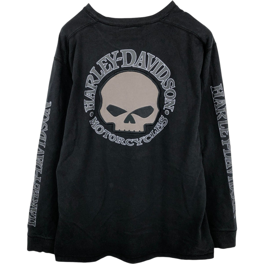 Harley-Davidson Skull Pattern Long T-shirt, Men's XL size unclear black type Vintage Second Hand