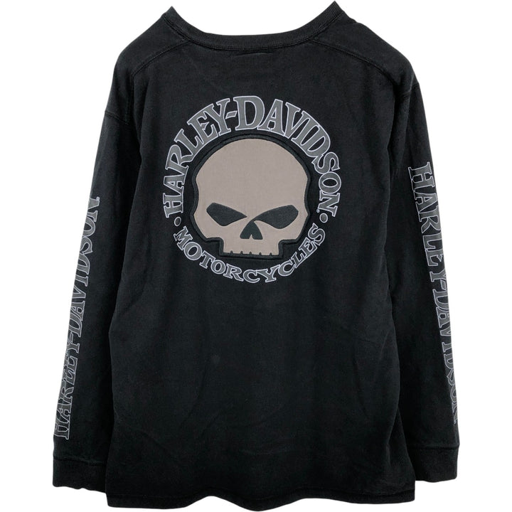 Harley-Davidson Skull Pattern Long T-shirt, Men's XL size unclear black type Vintage Second Hand