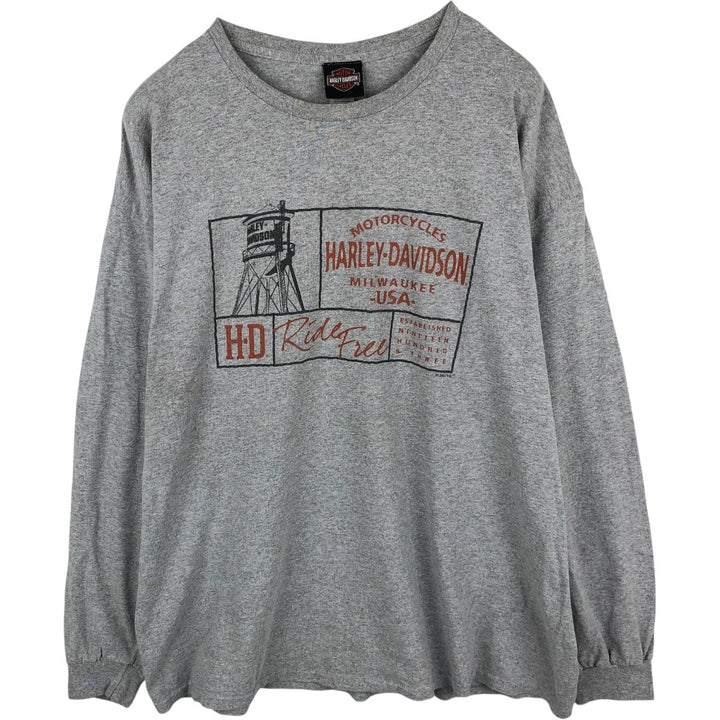 Harley-Davidson Long Sleeve T-Shirt, Men's XXL cotton gray type Vintage Second Hand