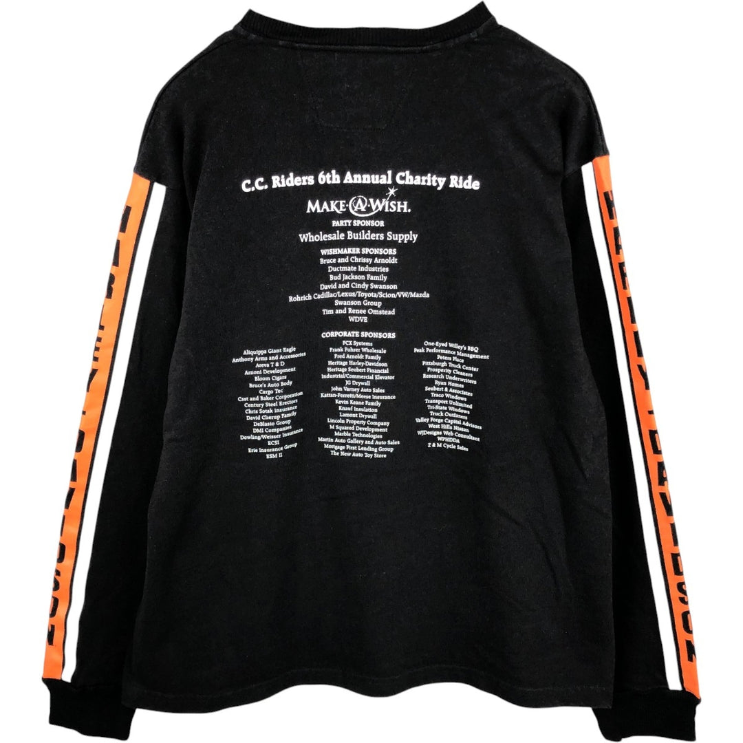 Harley-Davidson Long Sleeve T-Shirt Made in USA Men's XL cotton black type Vintage Second Hand