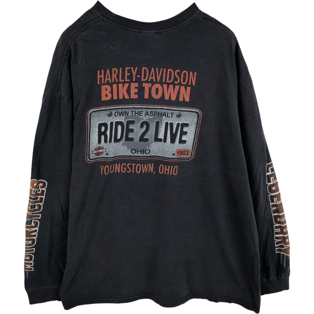 Harley-Davidson Long Sleeve T-Shirt, Men's XXL cotton black type Vintage Second Hand