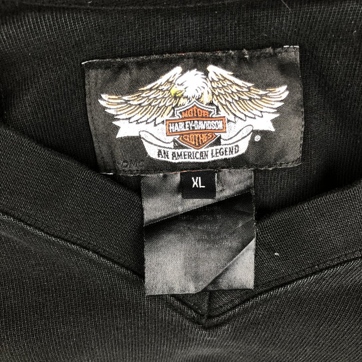 Harley-Davidson Skull Pattern V-Neck Long-Sleeve T-Shirt (Men's XL equivalent) unclear black type Vintage Second Hand