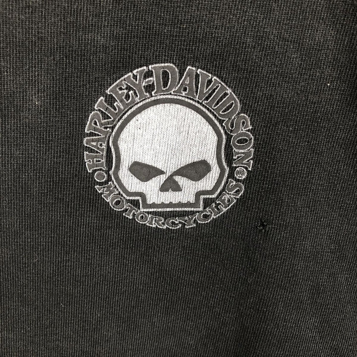 Harley-Davidson Skull Pattern V-Neck Long-Sleeve T-Shirt (Men's XL equivalent) unclear black type Vintage Second Hand