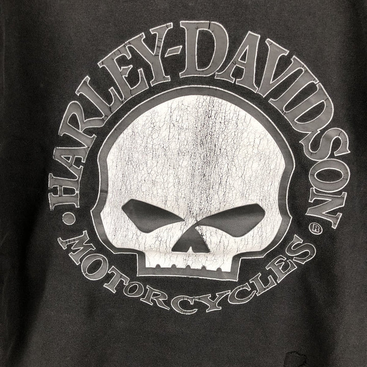 Harley-Davidson Skull Pattern V-Neck Long-Sleeve T-Shirt (Men's XL equivalent) unclear black type Vintage Second Hand