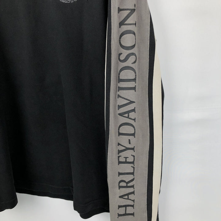 Harley-Davidson Skull Pattern V-Neck Long-Sleeve T-Shirt (Men's XL equivalent) unclear black type Vintage Second Hand
