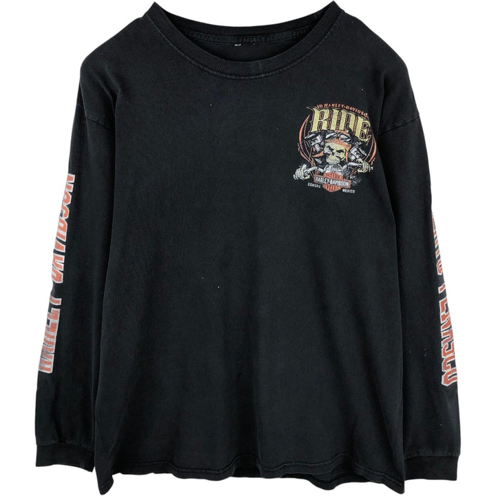 Harley-Davidson Skull Pattern Long T-shirt, Men's L size unclear black type Vintage Second Hand