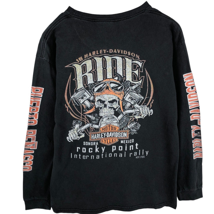 Harley-Davidson Skull Pattern Long T-shirt, Men's L size unclear black type Vintage Second Hand