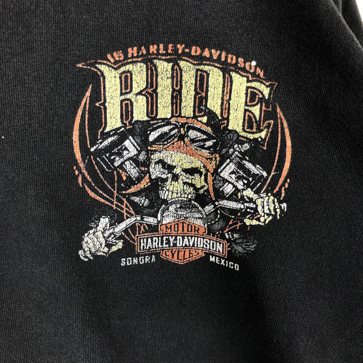 Harley-Davidson Skull Pattern Long T-shirt, Men's L size unclear black type Vintage Second Hand