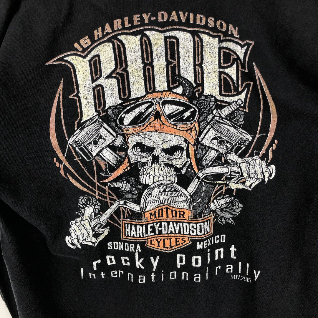 Harley-Davidson Skull Pattern Long T-shirt, Men's L size unclear black type Vintage Second Hand