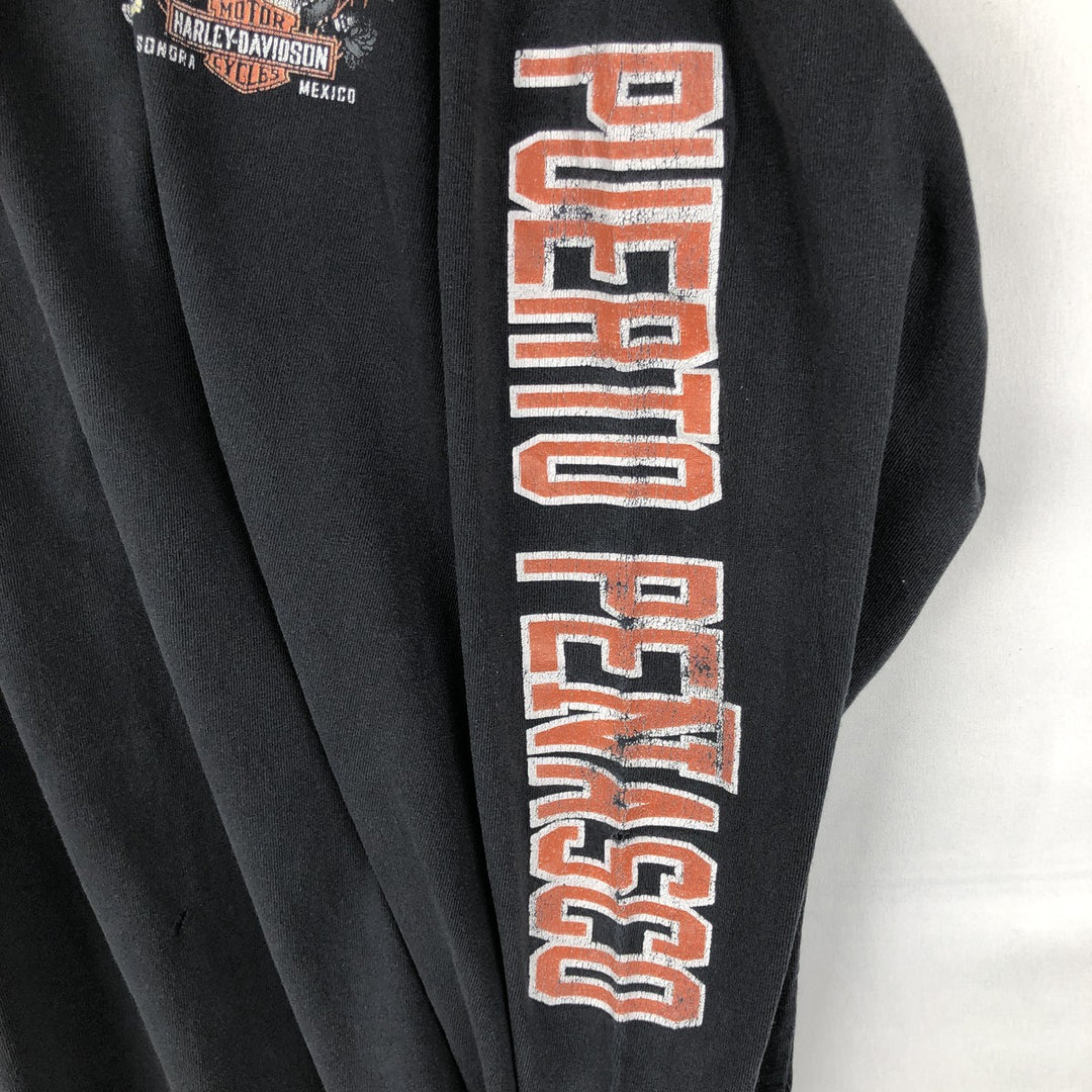 Harley-Davidson Skull Pattern Long T-shirt, Men's L size unclear black type Vintage Second Hand