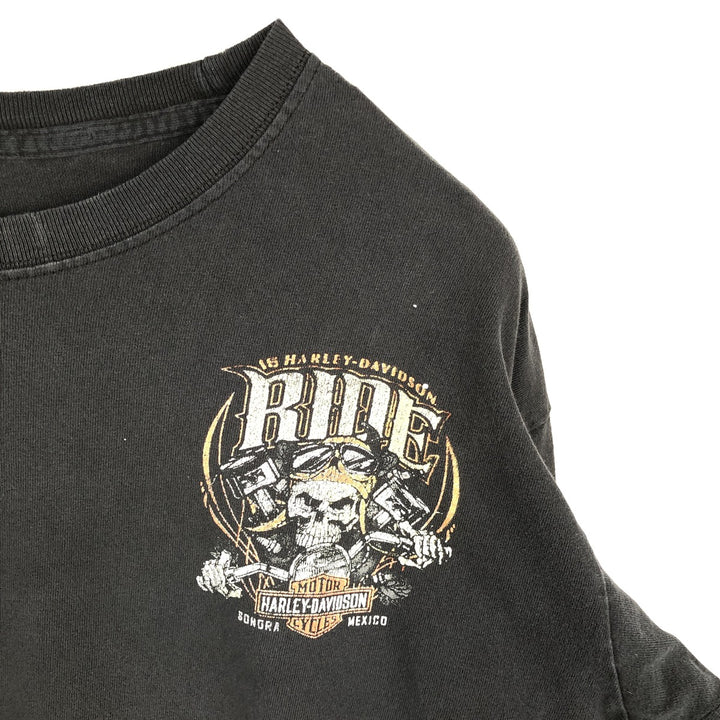 Harley-Davidson Skull Pattern Long T-shirt, Men's L size unclear black type Vintage Second Hand
