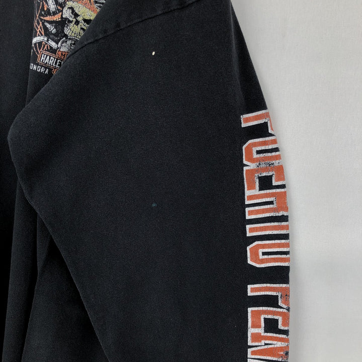 Harley-Davidson Skull Pattern Long T-shirt, Men's L size unclear black type Vintage Second Hand