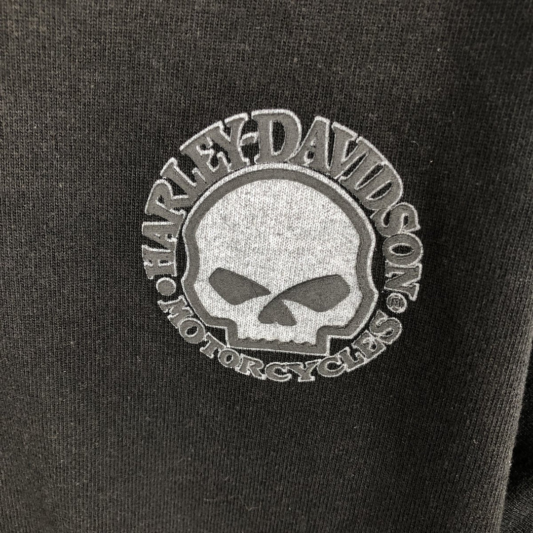 Harley-Davidson Skull Pattern V-Neck Long-Sleeve T-Shirt (Men's XL equivalent) cotton black type Vintage Second Hand