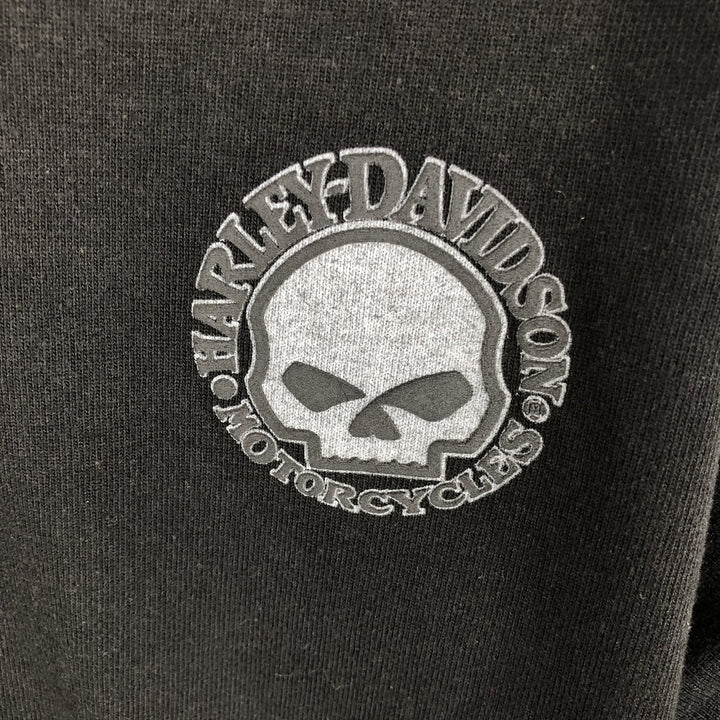 Harley-Davidson Skull Pattern V-Neck Long-Sleeve T-Shirt (Men's XL equivalent) cotton black type Vintage Second Hand