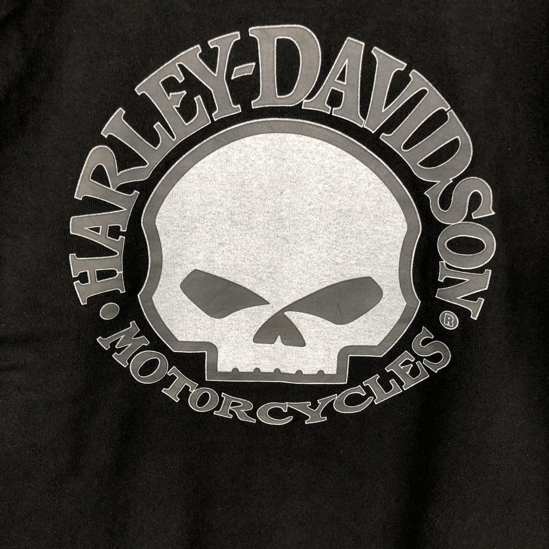 Harley-Davidson Skull Pattern V-Neck Long-Sleeve T-Shirt (Men's XL equivalent) cotton black type Vintage Second Hand