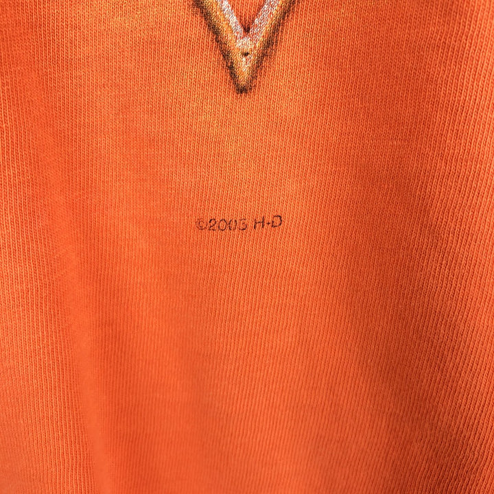 Hanes Harley-Davidson Long-Sleeve T-Shirt, Made in USA, Men's Size L (equivalent) cotton orange type Vintage Second Hand