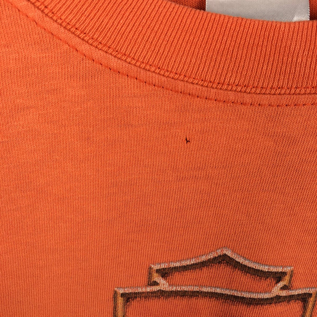 Hanes Harley-Davidson Long-Sleeve T-Shirt, Made in USA, Men's Size L (equivalent) cotton orange type Vintage Second Hand
