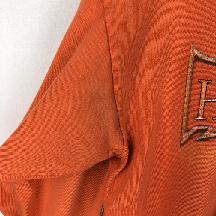 Hanes Harley-Davidson Long-Sleeve T-Shirt, Made in USA, Men's Size L (equivalent) cotton orange type Vintage Second Hand
