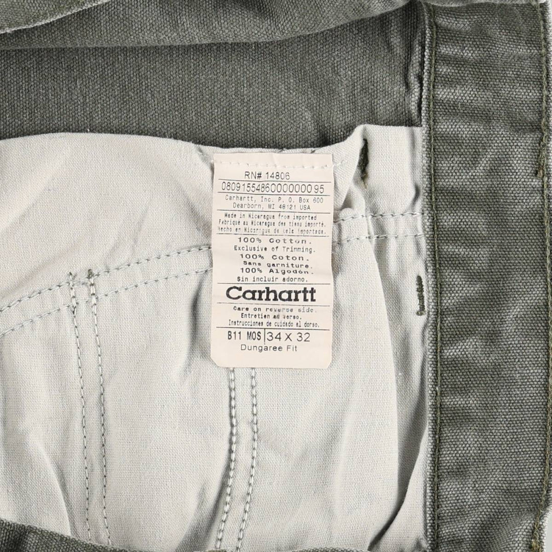 Carhartt Dungaree Fit Cut-Off Duck Painter Pants, Men's W34 (approx.) cotton Khaki type Vintage Second Hand