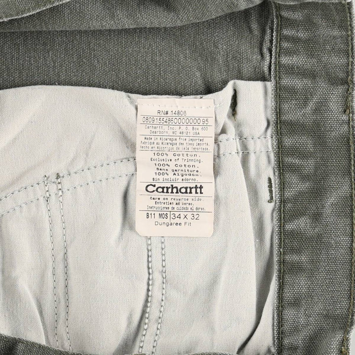 Carhartt Dungaree Fit Cut-Off Duck Painter Pants, Men's W34 (approx.) cotton Khaki type Vintage Second Hand