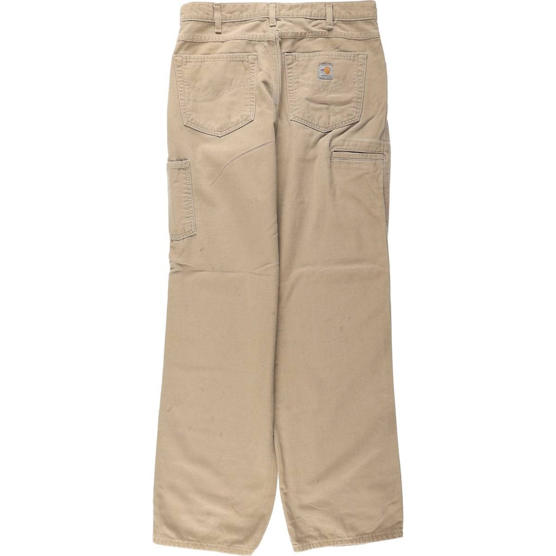 Carhartt ORIGINAL FIT FR series duck work pants, men's size W34 (approx.) cotton Beige type Vintage Second Hand