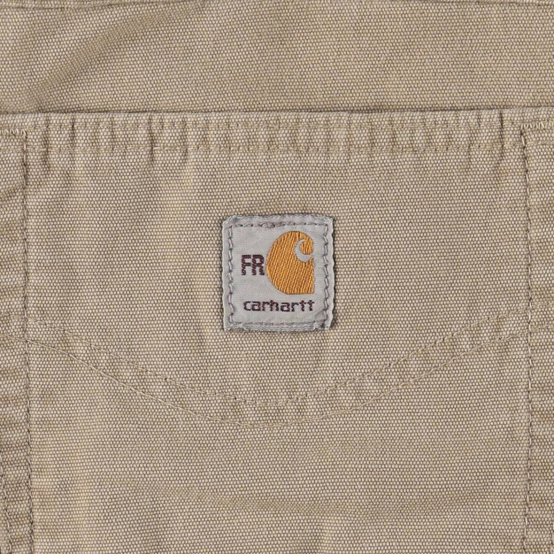 Carhartt ORIGINAL FIT FR series duck work pants, men's size W34 (approx.) cotton Beige type Vintage Second Hand