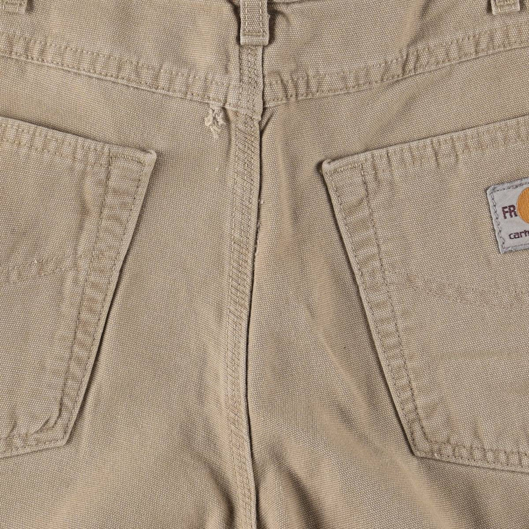 Carhartt ORIGINAL FIT FR series duck work pants, men's size W34 (approx.) cotton Beige type Vintage Second Hand