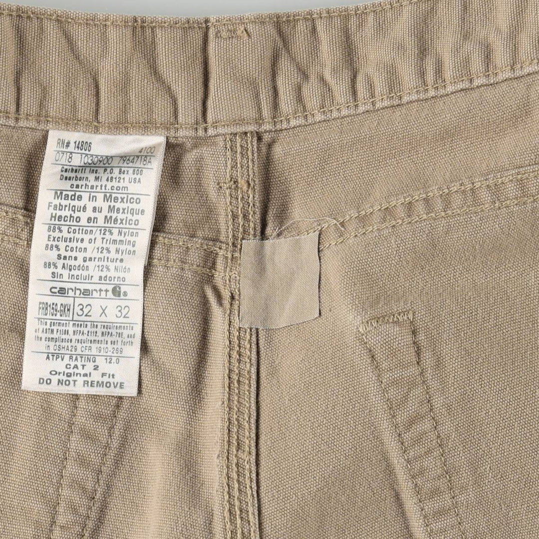Carhartt ORIGINAL FIT FR series duck work pants, men's size W34 (approx.) cotton Beige type Vintage Second Hand