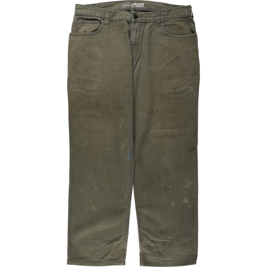 Carhartt Relaxed Fit Duck Work Pants, Men's, W37 equivalent cotton Khaki type Vintage Second Hand