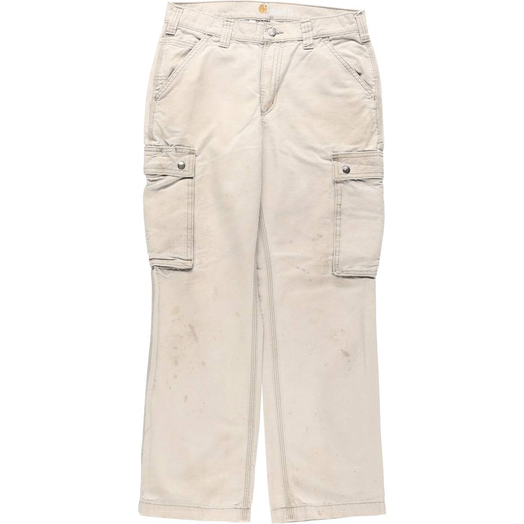 Carhartt Relaxed Fit Duck Cargo Work Pants, Men's Size W32 (approx.) cotton Beige type Vintage Second Hand