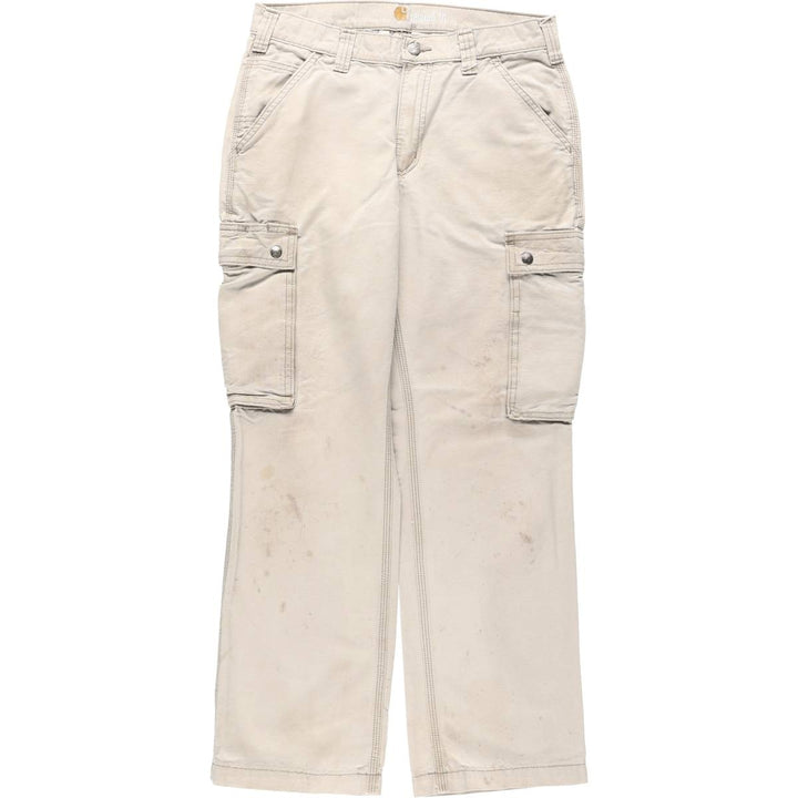 Carhartt Relaxed Fit Duck Cargo Work Pants, Men's Size W32 (approx.) cotton Beige type Vintage Second Hand